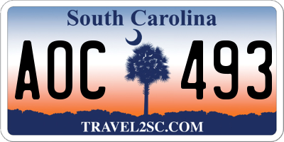 SC license plate AOC493