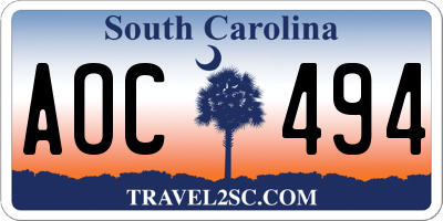 SC license plate AOC494