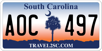 SC license plate AOC497