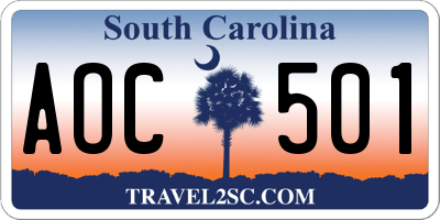 SC license plate AOC501