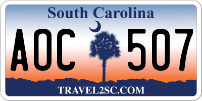 SC license plate AOC507