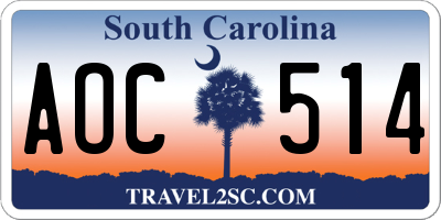 SC license plate AOC514