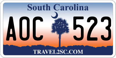SC license plate AOC523