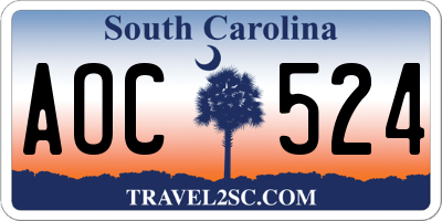 SC license plate AOC524