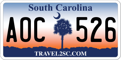 SC license plate AOC526