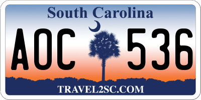 SC license plate AOC536