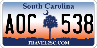 SC license plate AOC538
