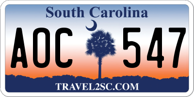 SC license plate AOC547