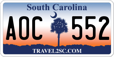 SC license plate AOC552