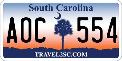 SC license plate AOC554