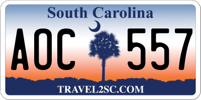 SC license plate AOC557