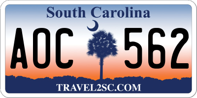 SC license plate AOC562