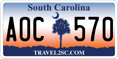 SC license plate AOC570