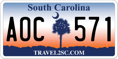 SC license plate AOC571