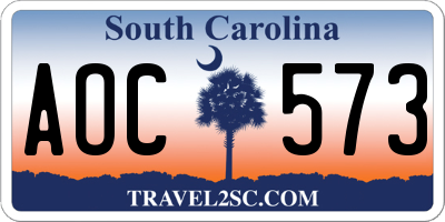 SC license plate AOC573