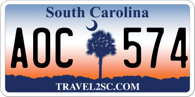 SC license plate AOC574