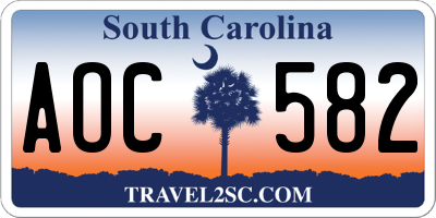 SC license plate AOC582
