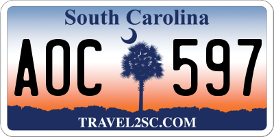 SC license plate AOC597