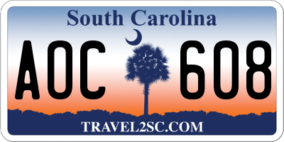 SC license plate AOC608