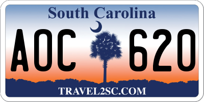 SC license plate AOC620
