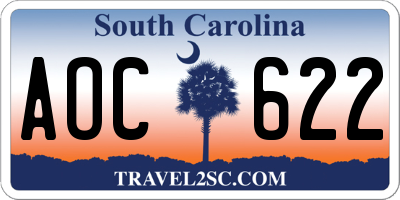 SC license plate AOC622