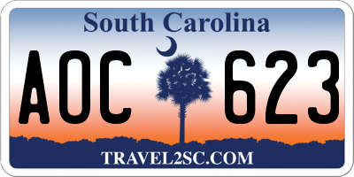 SC license plate AOC623