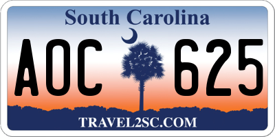 SC license plate AOC625