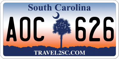 SC license plate AOC626