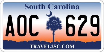 SC license plate AOC629
