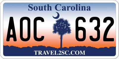 SC license plate AOC632