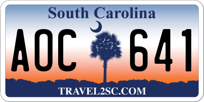 SC license plate AOC641
