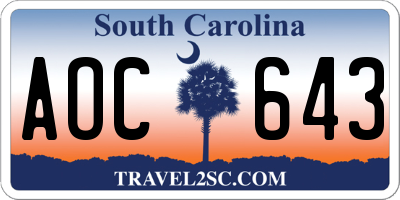 SC license plate AOC643