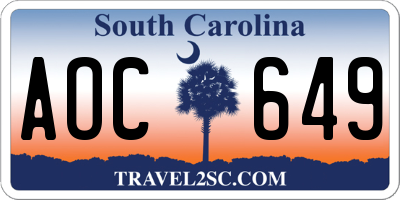 SC license plate AOC649