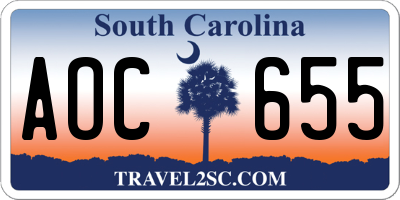 SC license plate AOC655