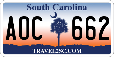 SC license plate AOC662