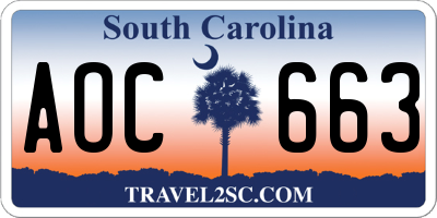 SC license plate AOC663