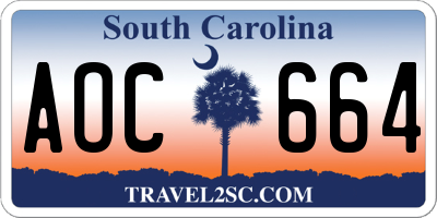 SC license plate AOC664