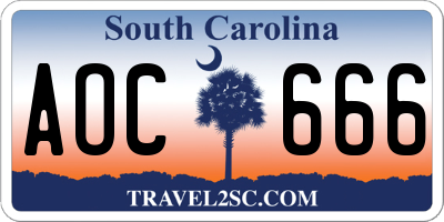 SC license plate AOC666