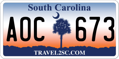 SC license plate AOC673
