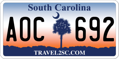 SC license plate AOC692