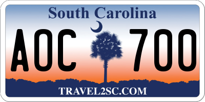 SC license plate AOC700