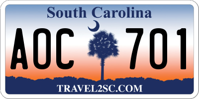 SC license plate AOC701