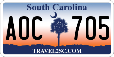 SC license plate AOC705