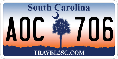 SC license plate AOC706