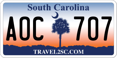 SC license plate AOC707