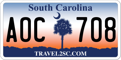 SC license plate AOC708