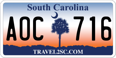 SC license plate AOC716