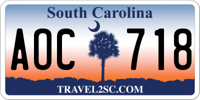 SC license plate AOC718