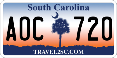 SC license plate AOC720