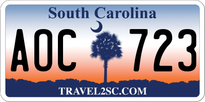 SC license plate AOC723